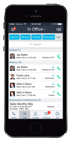 Access Call History and Scheduled Conference Calls